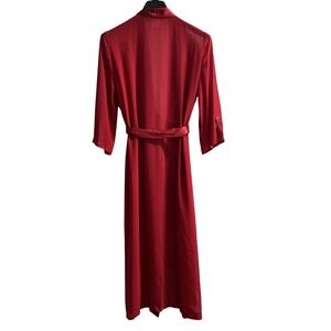 Massini Robe Womens M Red Mesh Flower Embroidered Satin‎ Trim Flowy Long Fairy